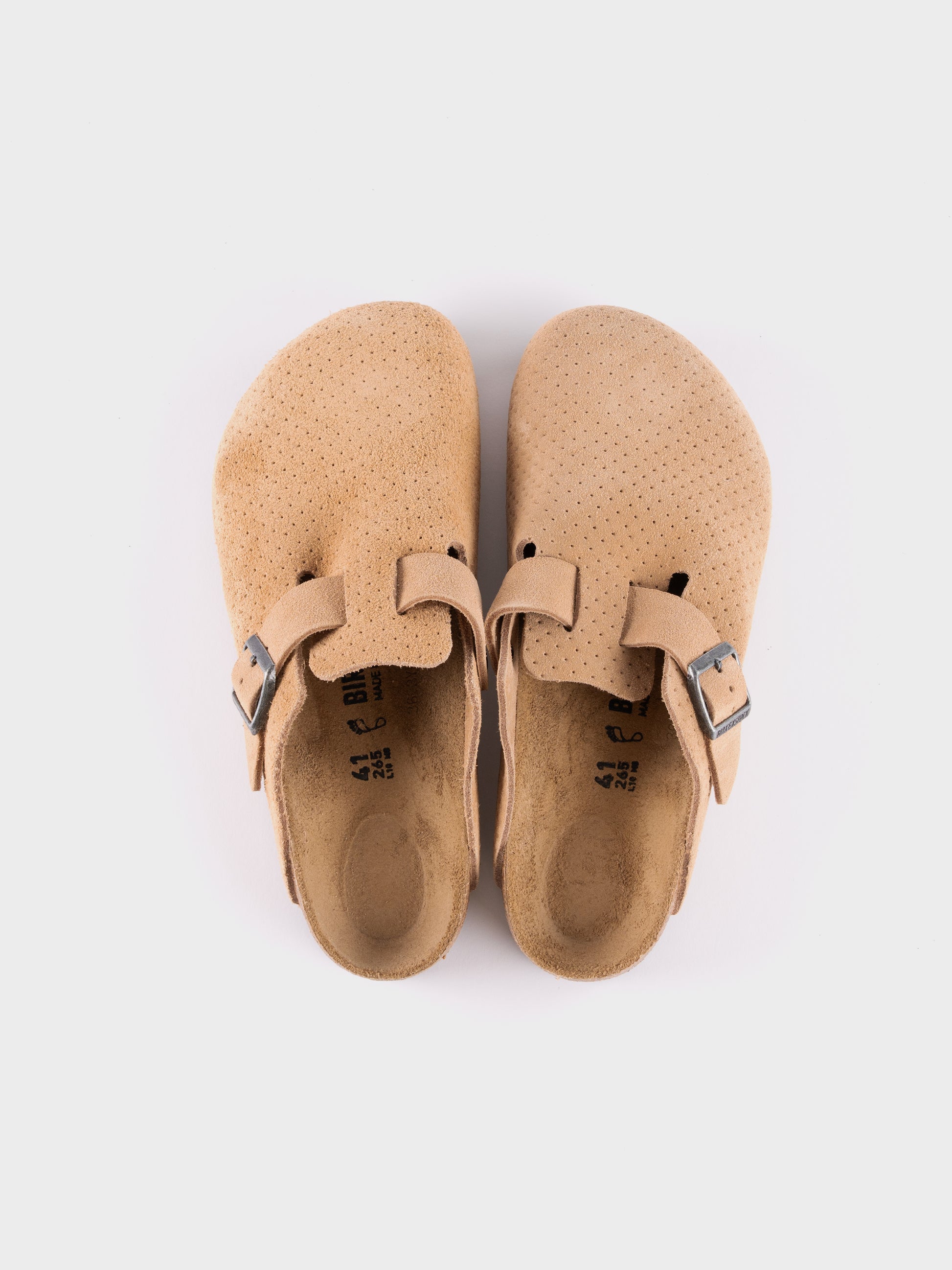 Birkenstock Boston Suede Embossed- Emboss Dots New Beige