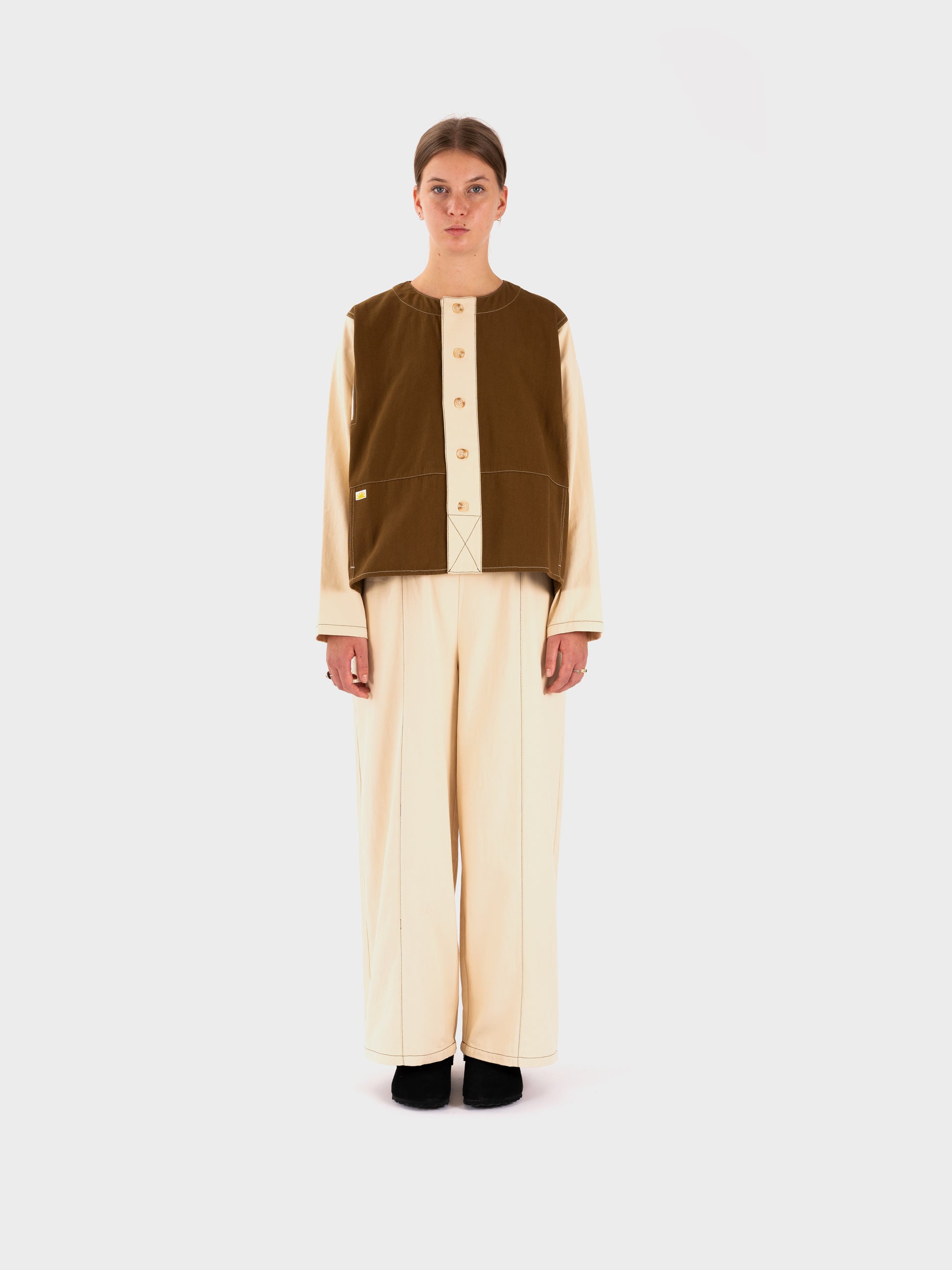 L.F. MARKEY Nola Top - Ecru/Cumin
