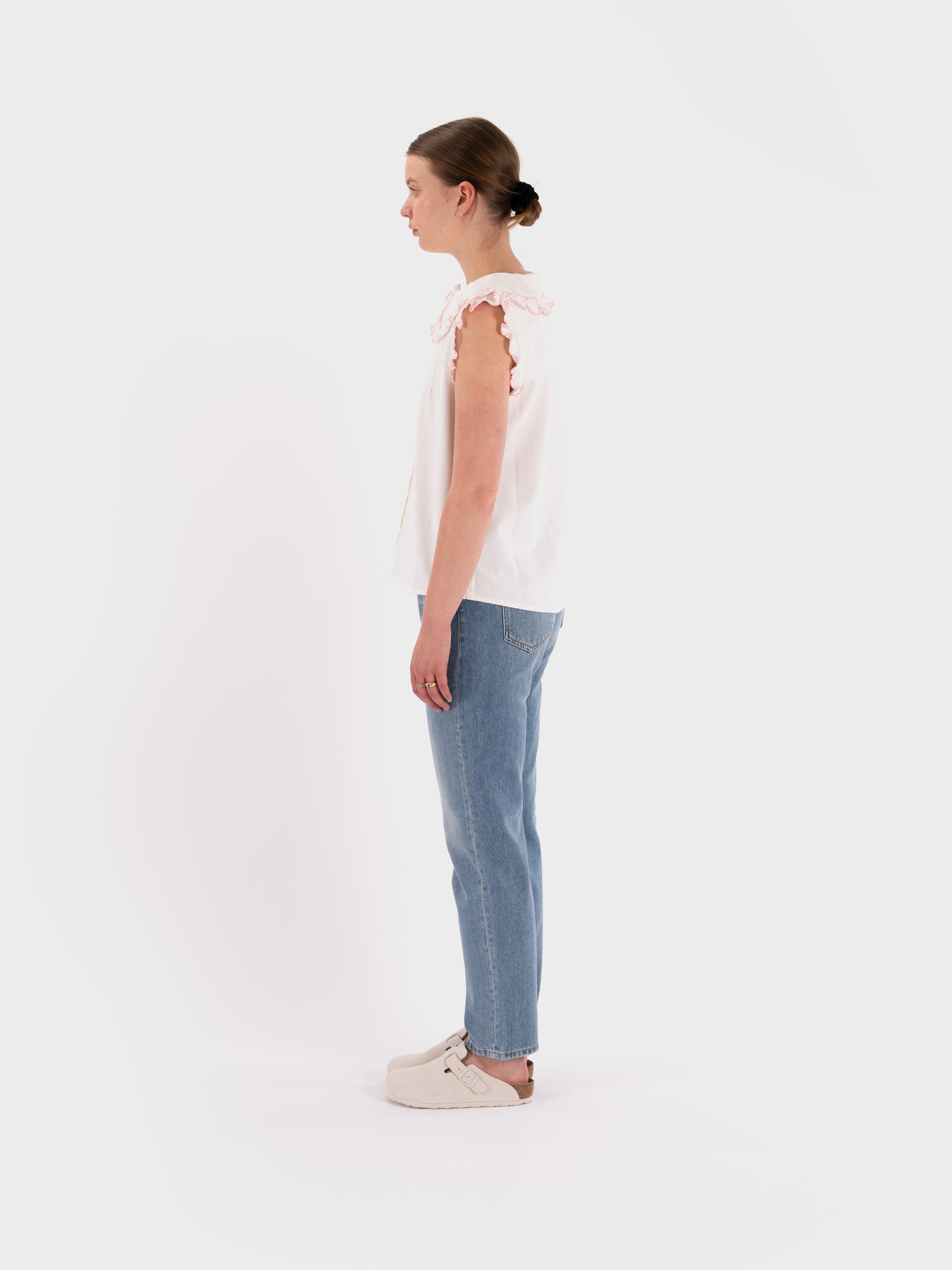 Seventy + Mochi SS Phoebe Blouse - Ecru/Dusty Rose